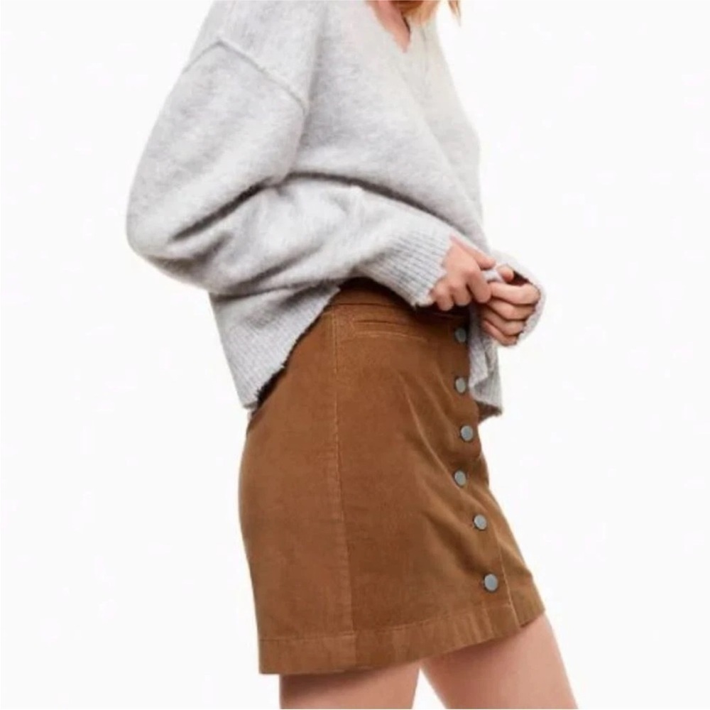 Aritzia Wilfred Free Karmen Corduroy Button Front Mini Skirt in Light Aged Gold